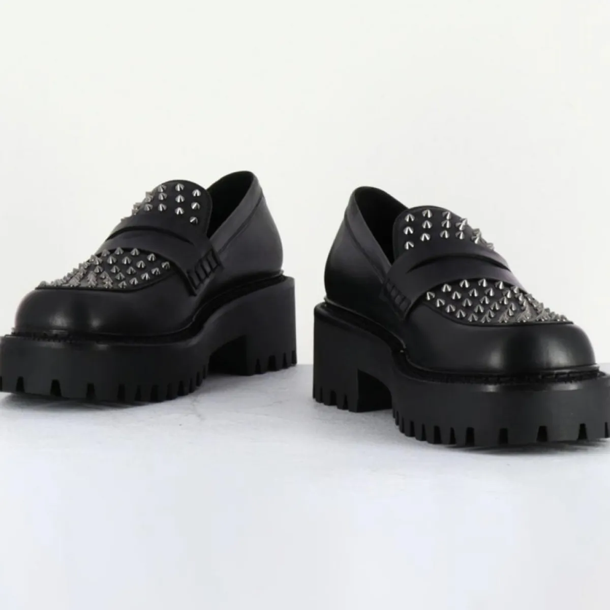 Vic Matie Mocassins|Mocassins en Cuir noirs - Talon 5 cm