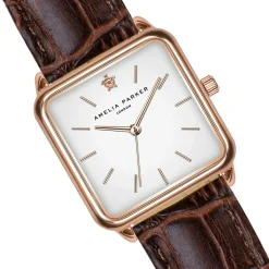 Amelia Parker Montres|Montre Femme Bay en Cuir marron