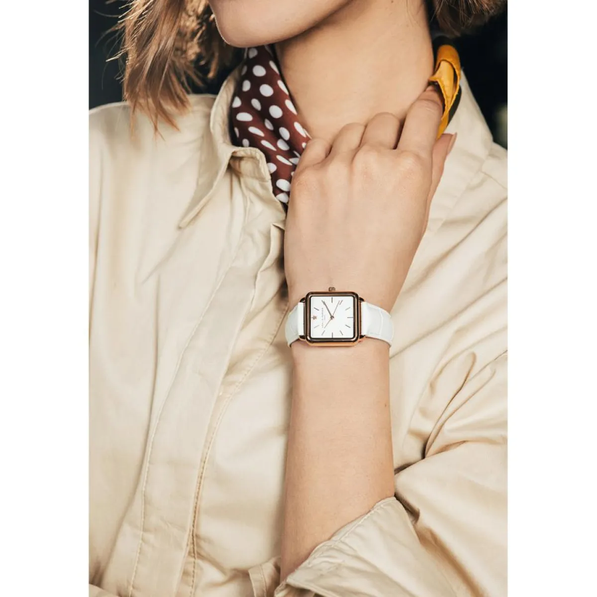 Amelia Parker Montres|Montre Femme Bay en Cuir blanche