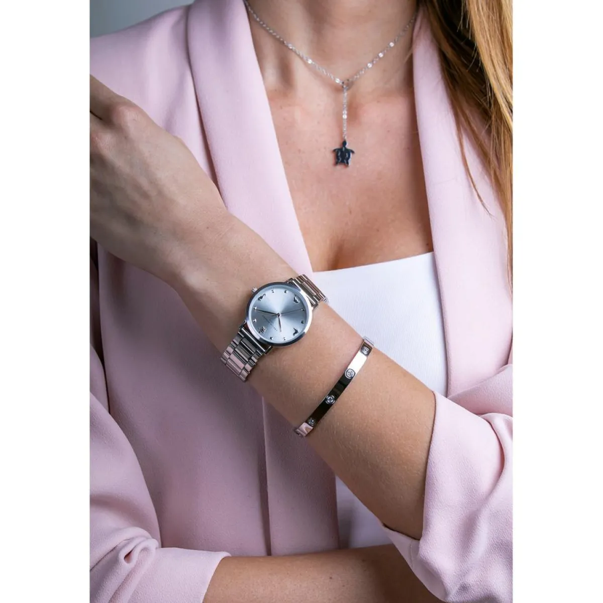 Amelia Parker Montres|Montre Femme Charm en Acier argentée