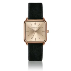 Amelia Parker Montres|Montre Femme Gold Plaza en Cuir noire