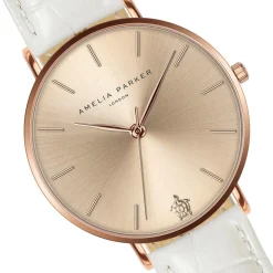 Amelia Parker Montres|Montre Femme Gold Sky en Cuir blanche