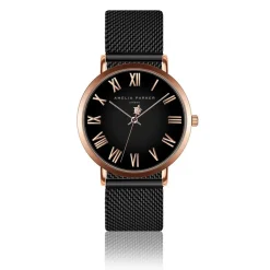 Amelia Parker Montres|Montre Femme Grand Noir en Acier noire