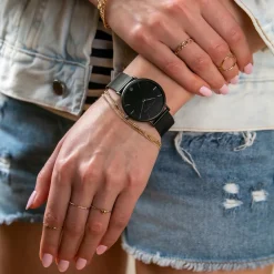 Amelia Parker Montres|Montre Femme Jet Black en Acier noire