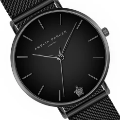 Amelia Parker Montres|Montre Femme Jet Black en Acier noire