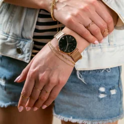 Amelia Parker Montres|Montre Femme Midnight Moon en Acier rose doré