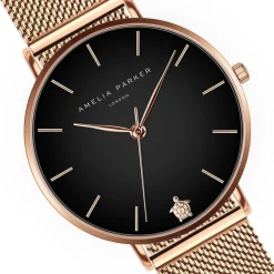 Amelia Parker Montres|Montre Femme Midnight Moon en Acier rose doré