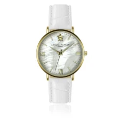 Amelia Parker Montres|Montre Femme Pearl of the Sea en Cuir blanche