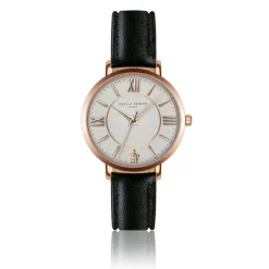 Amelia Parker Montres|Montre Femme Petite Classique en Cuir noire