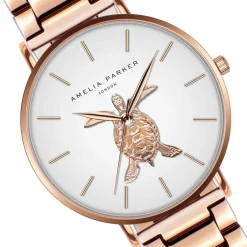 Amelia Parker Montres|Montre Femme Rose Turtle en Acier rose doré