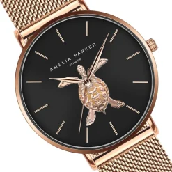 Amelia Parker Montres|Montre Femme Sea Turtle en Acier rose doré