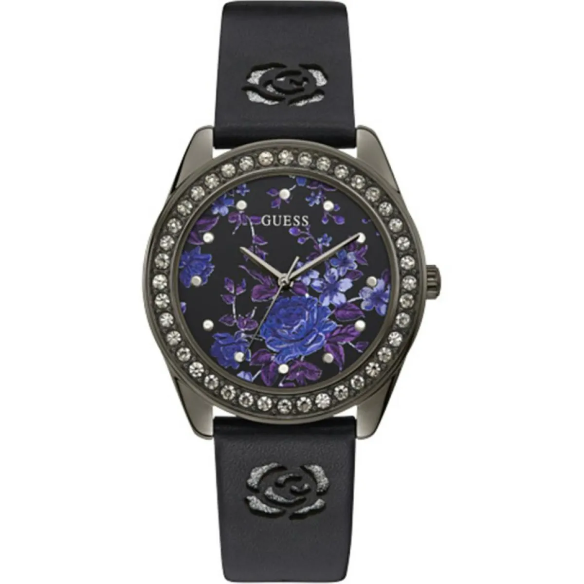 Guess Montres|Montre Femme Violet en Cuir noire