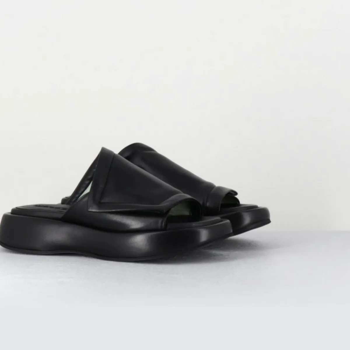 Malloni Sandales À Talons|Mules en Cuir Rombo noires