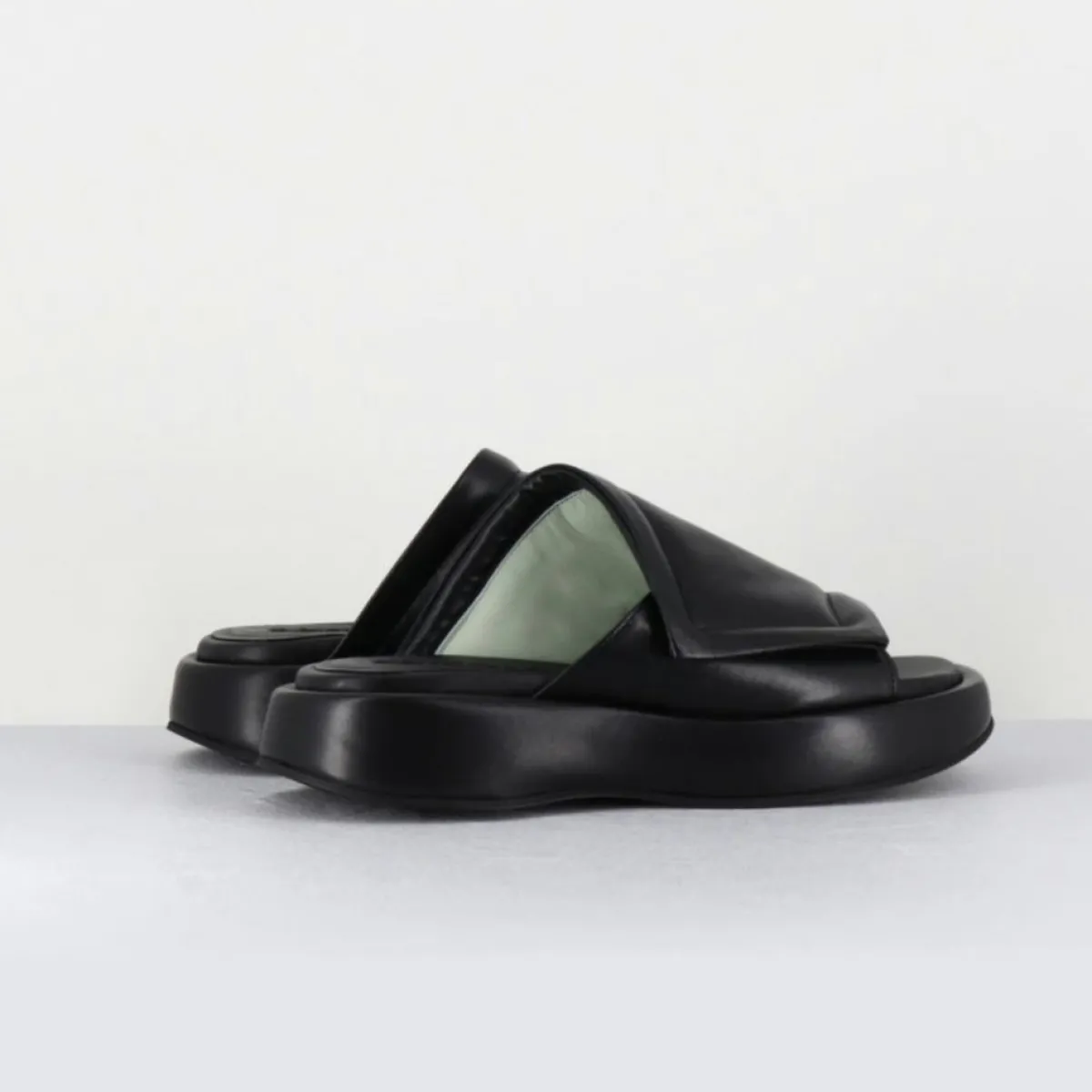 Malloni Sandales À Talons|Mules en Cuir Rombo noires