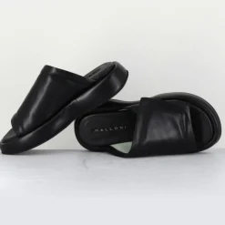 Malloni Sandales À Talons|Mules en Cuir Rombo noires