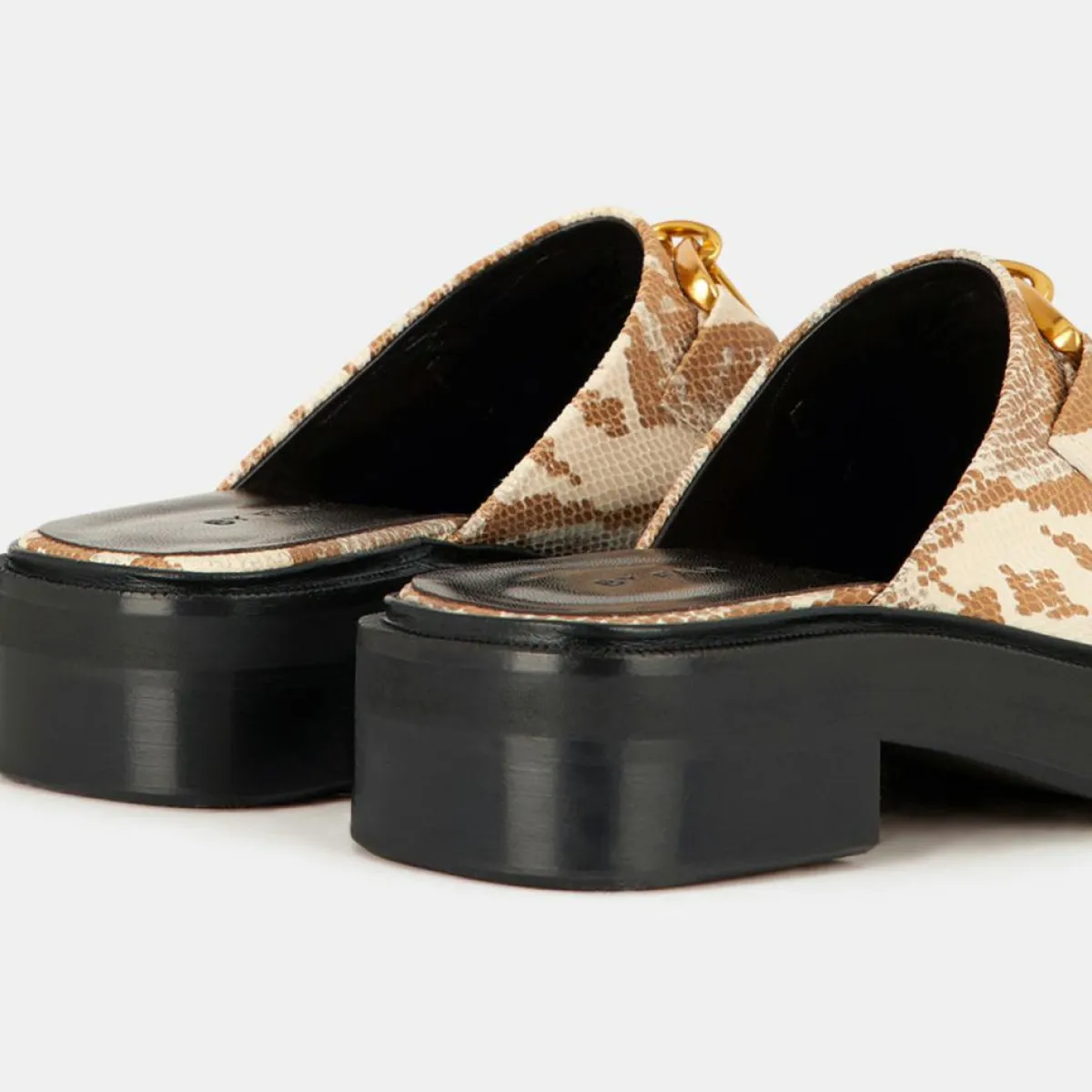 By Far Sandales À Talons|Mules en Cuir Sabot beige