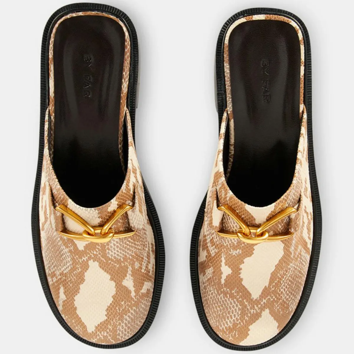 By Far Sandales À Talons|Mules en Cuir Sabot beige