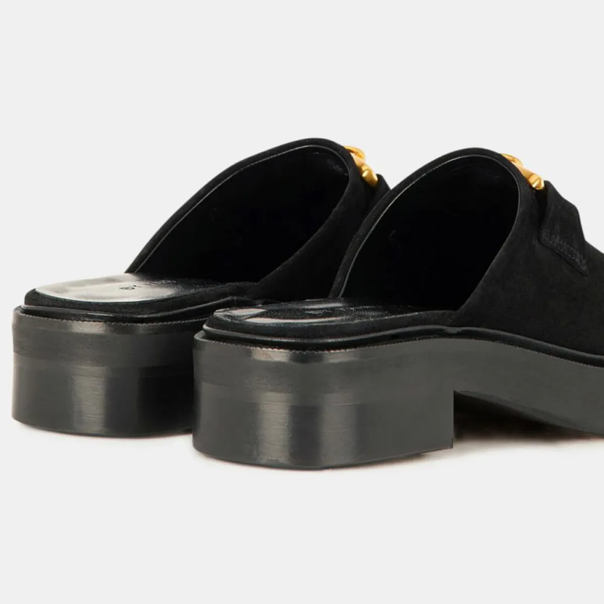 By Far Sandales À Talons|Mules en Cuir sabot noires