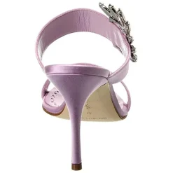 Manolo Blahnik Sandales Plates|Mules en Satin Chivela lilas - Talon 9 cm