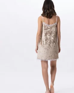 Le Chat Lingerie, Nuit|Nuisette en velours Platine dorée