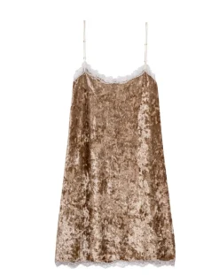 Le Chat Lingerie, Nuit|Nuisette en velours Platine dorée