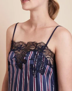Le Chat Lingerie, Nuit|Nuisette Valentin à rayures marine/violet
