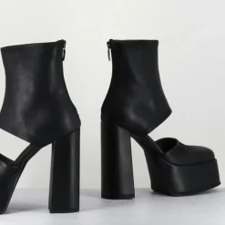 Sort Aarhus Bottines|Open Boots en Cuir 3760 noires - Talon : 13cm