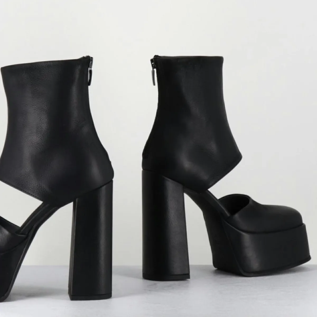 Sort Aarhus Bottines|Open Boots en Cuir 3760 noires - Talon : 13cm