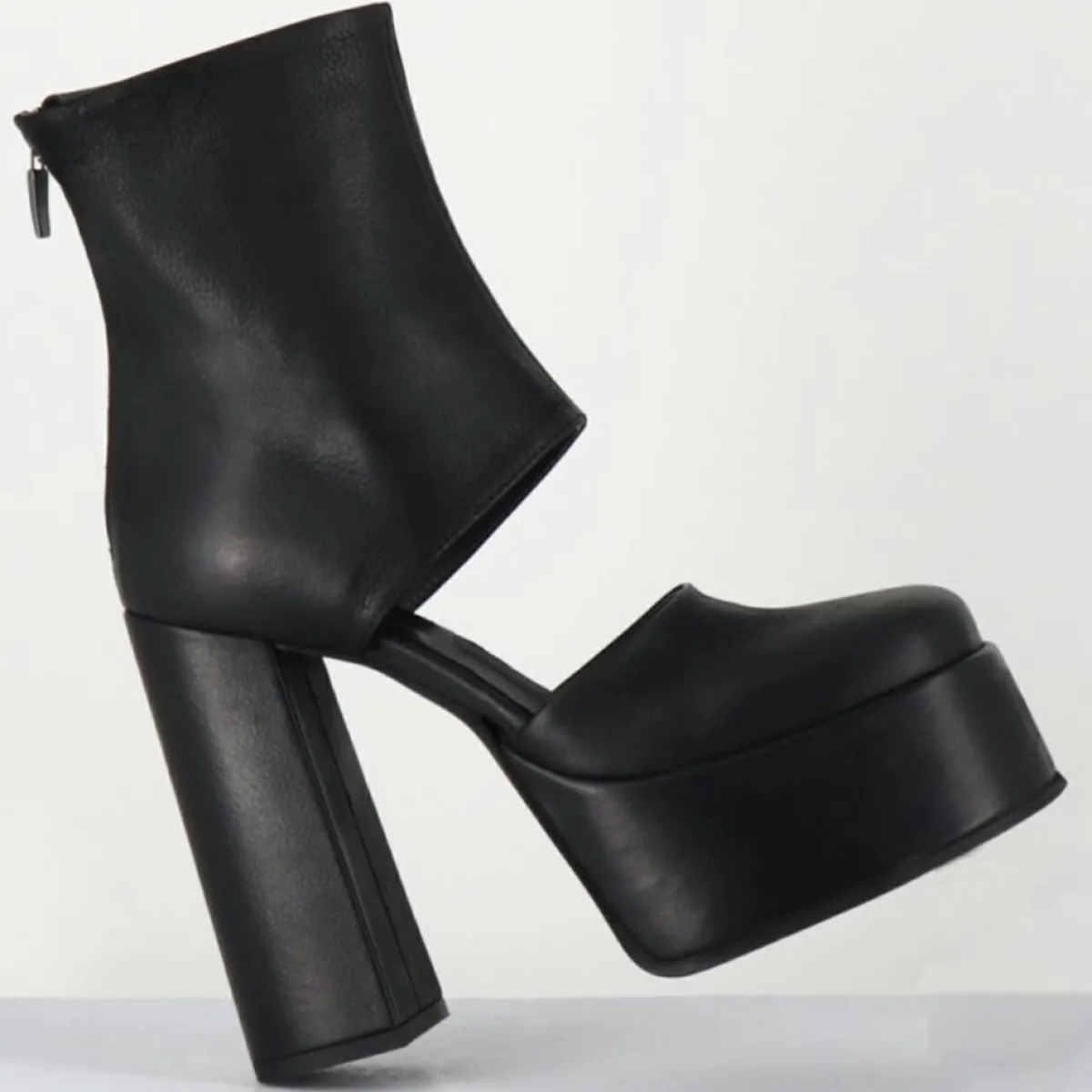 Sort Aarhus Bottines|Open Boots en Cuir 3760 noires - Talon : 13cm