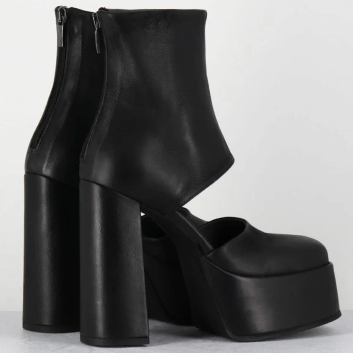 Sort Aarhus Bottines|Open Boots en Cuir 3760 noires - Talon : 13cm