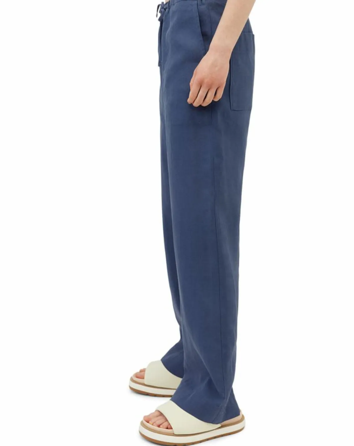 Marc O'Polo Pantalons|Pantalon 100% Lin Elastique Lin bleu moyen