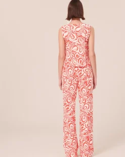 Tara Jarmon Pantalons|Pantalon à motif graphique corail corail