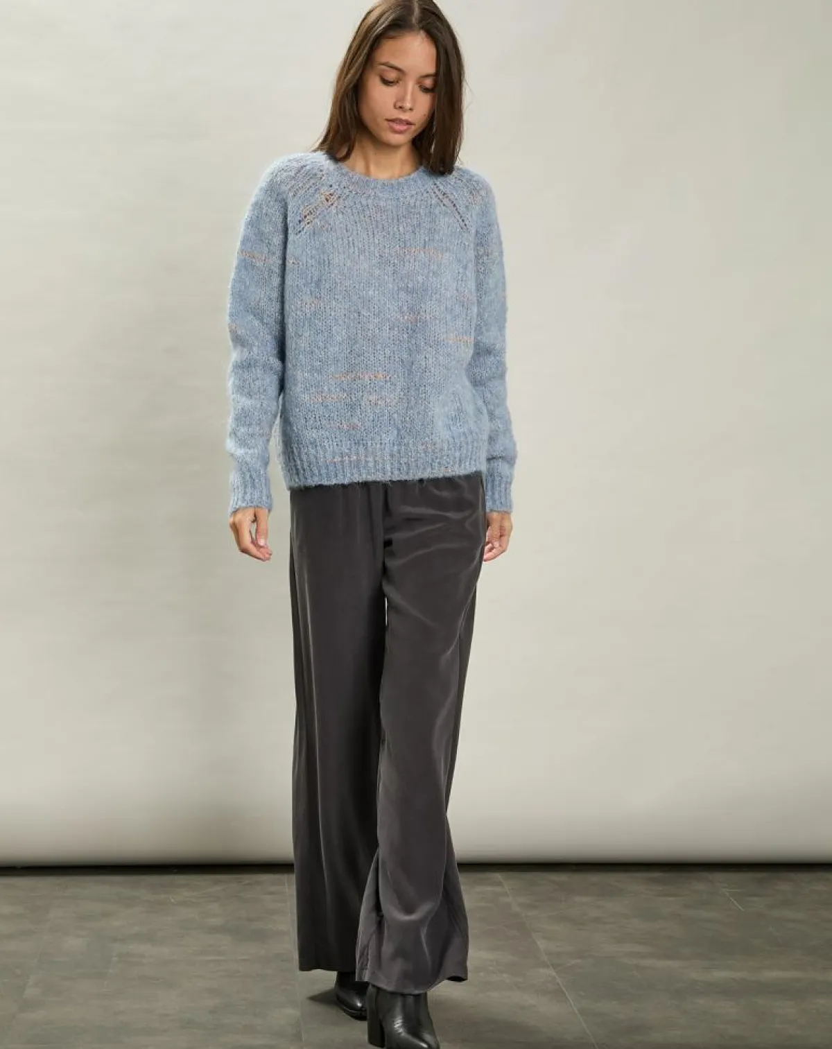 Hartford Pantalons|Pantalon 100% Soie Plaisance anthracite