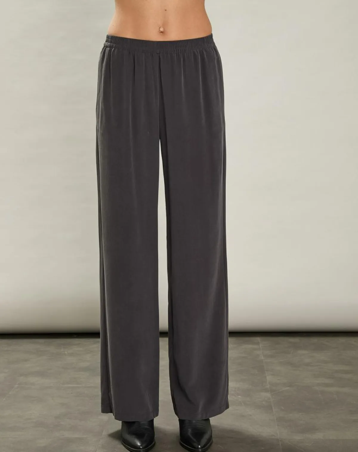 Hartford Pantalons|Pantalon 100% Soie Plaisance anthracite