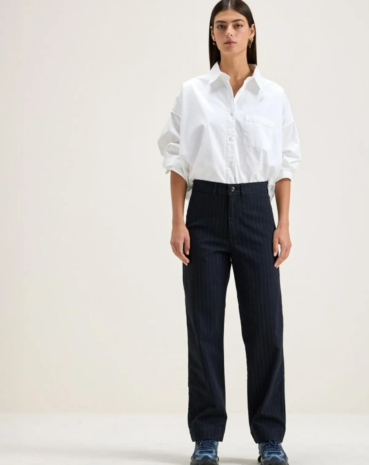 Bellerose Pantalons|Pantalon ajusté Ghada rayé marine