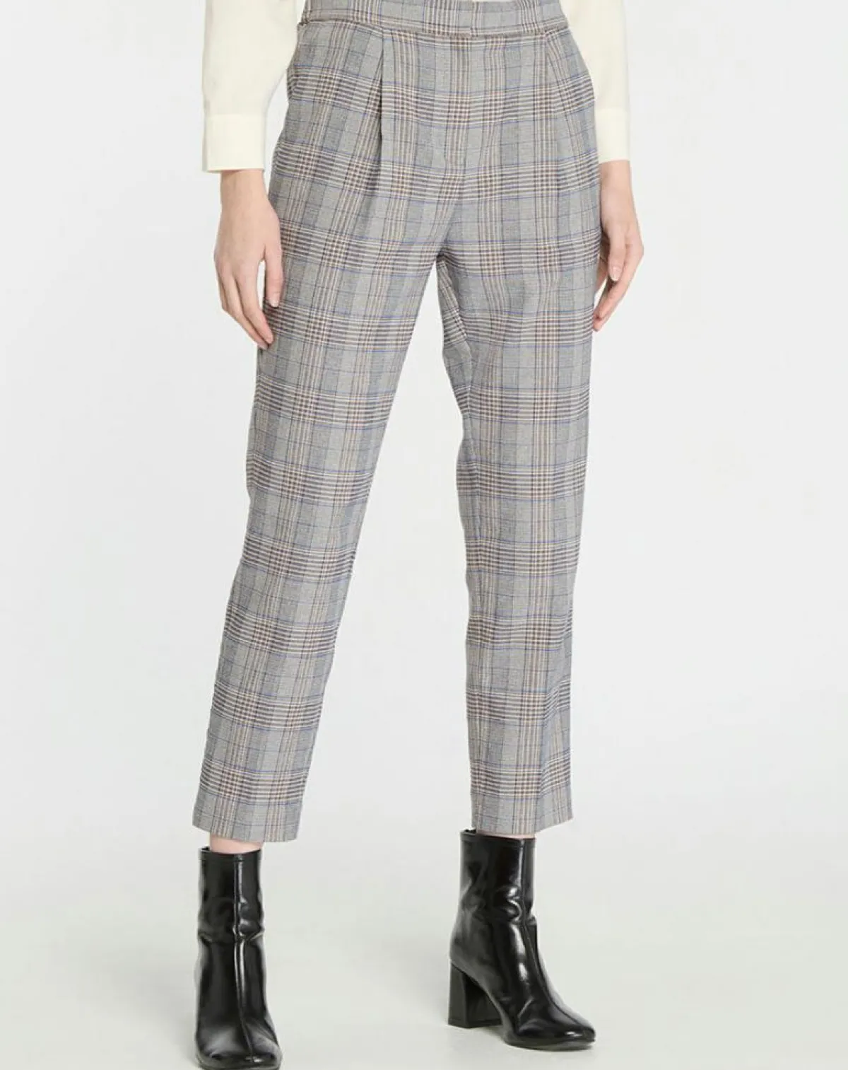 Galeries Lafayette Pantalons|Pantalon ajusté Rink imprimé Prince de Galles gris/noir