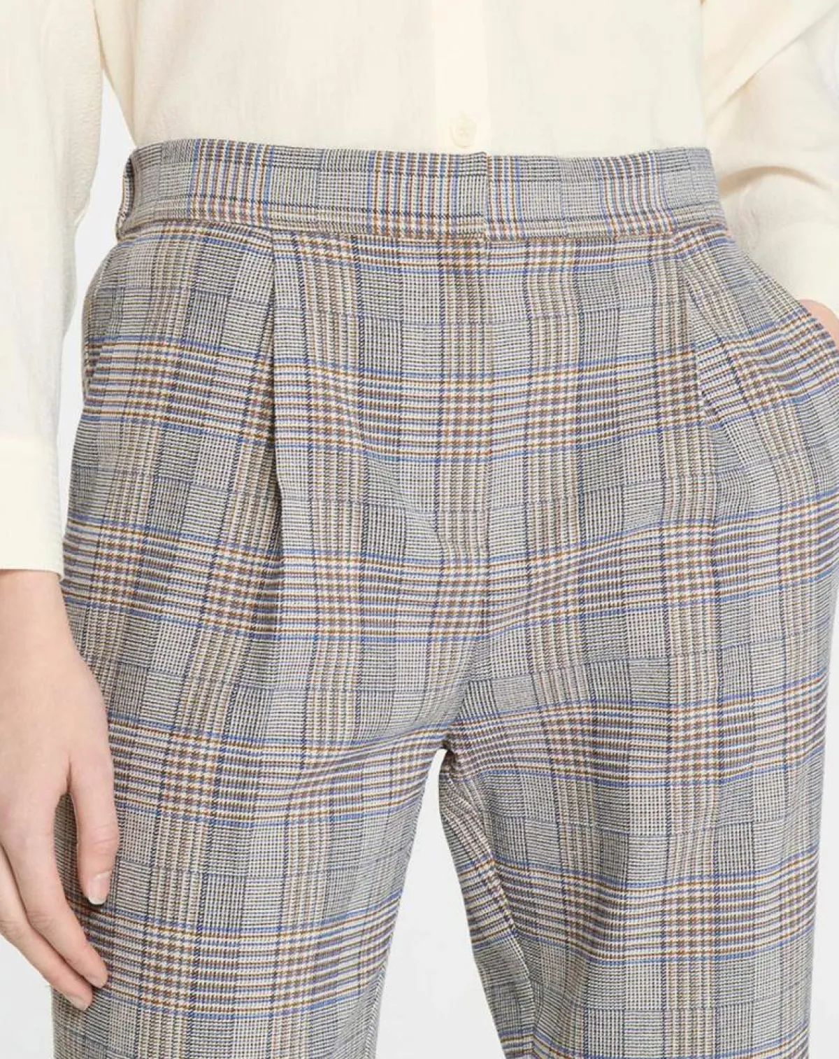 Galeries Lafayette Pantalons|Pantalon ajusté Rink imprimé Prince de Galles gris/noir