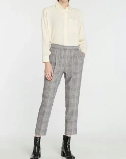 Galeries Lafayette Pantalons|Pantalon ajusté Rink imprimé Prince de Galles gris/noir