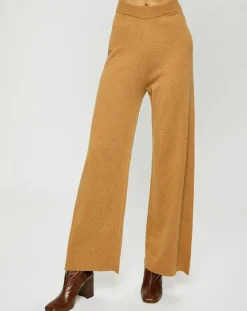 Esprit Pantalons|Pantalon ample en Maille de Coton bio mélangé camel