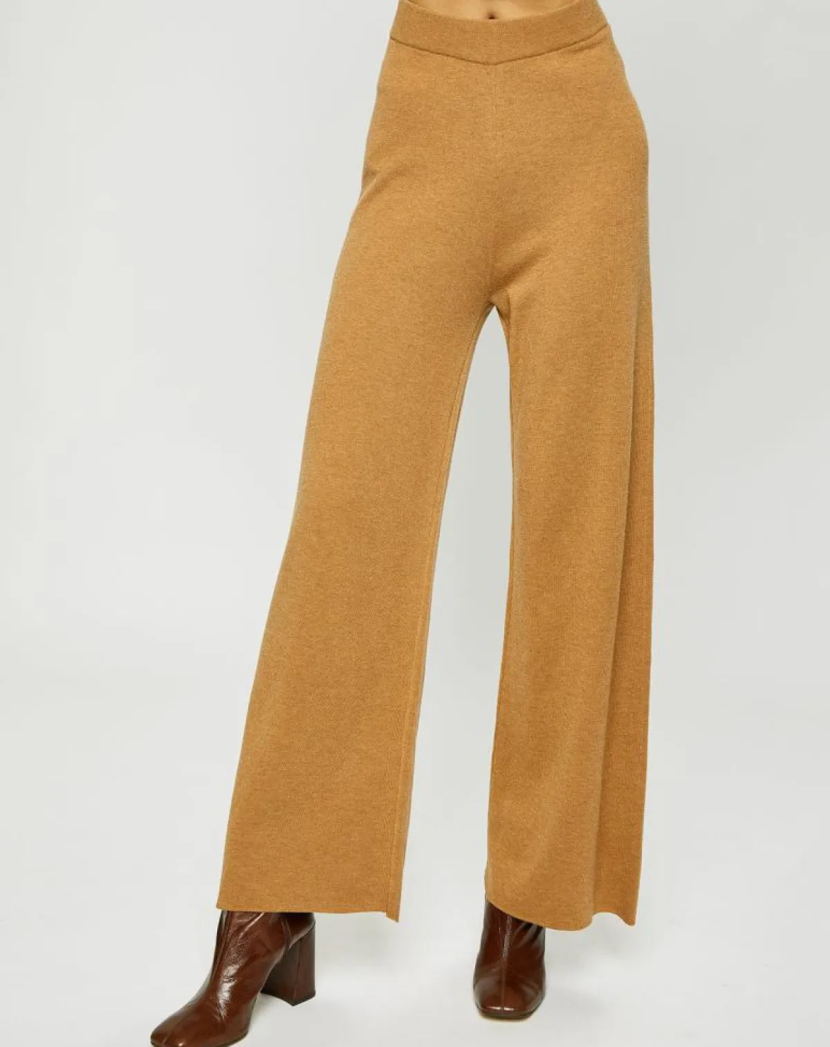Esprit Pantalons|Pantalon ample en Maille de Coton bio mélangé camel