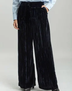 Lauren Vidal Pantalons|Pantalon ample en Velours Lizy nuit