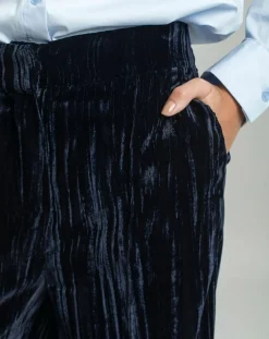 Lauren Vidal Pantalons|Pantalon ample en Velours Lizy nuit