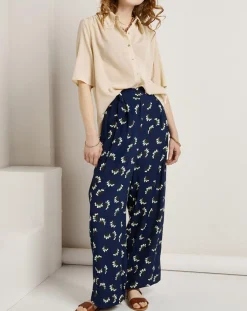 See u Soon Pantalons|Pantalon ample fluide Julia imprimé marine