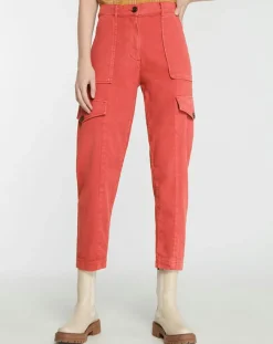 Galeries Lafayette Pantalons|Pantalon cargo en Twill de Coton recyclé Robin rouge foncé