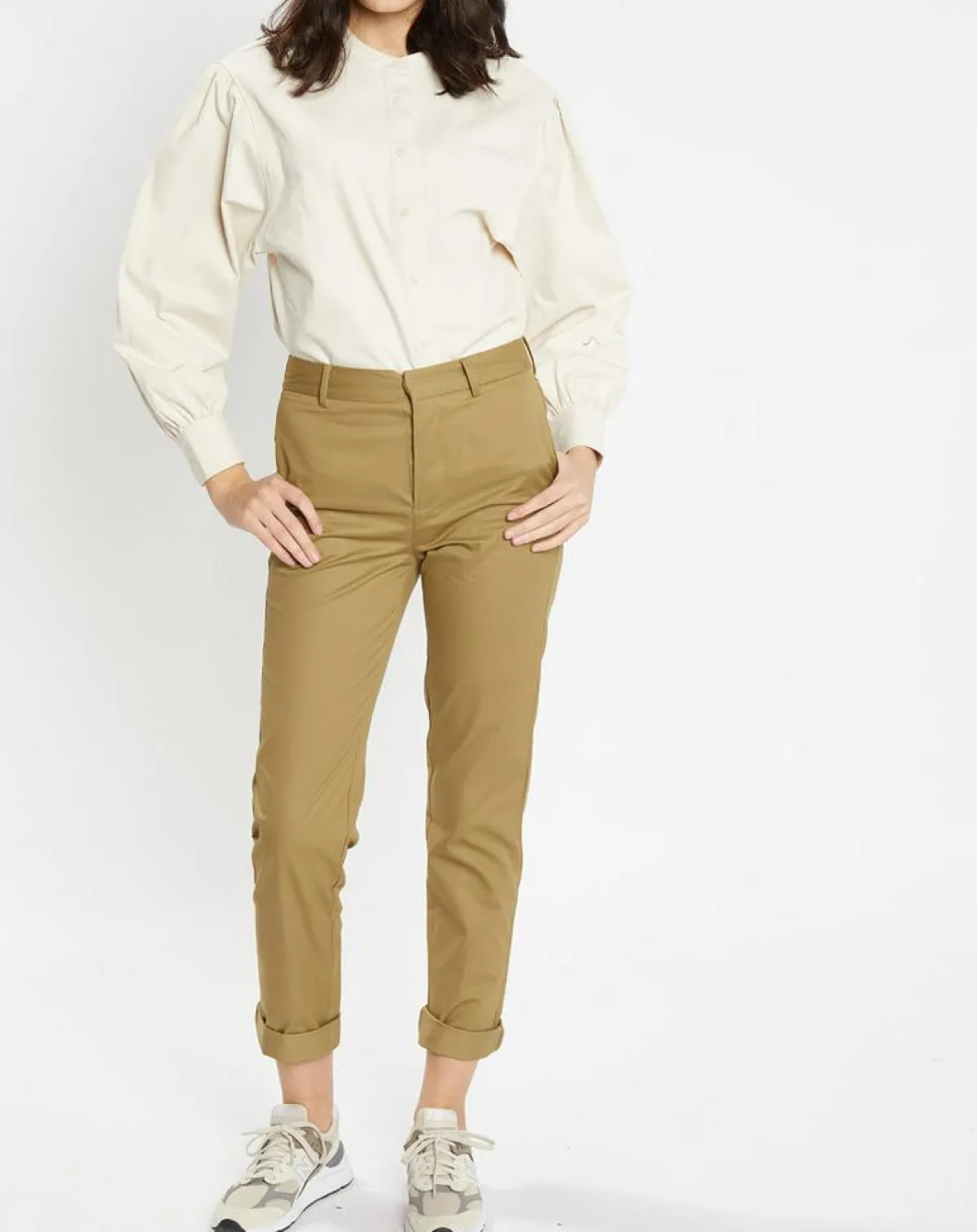 Galeries Lafayette Pantalons|Pantalon chino Charles kaki clair