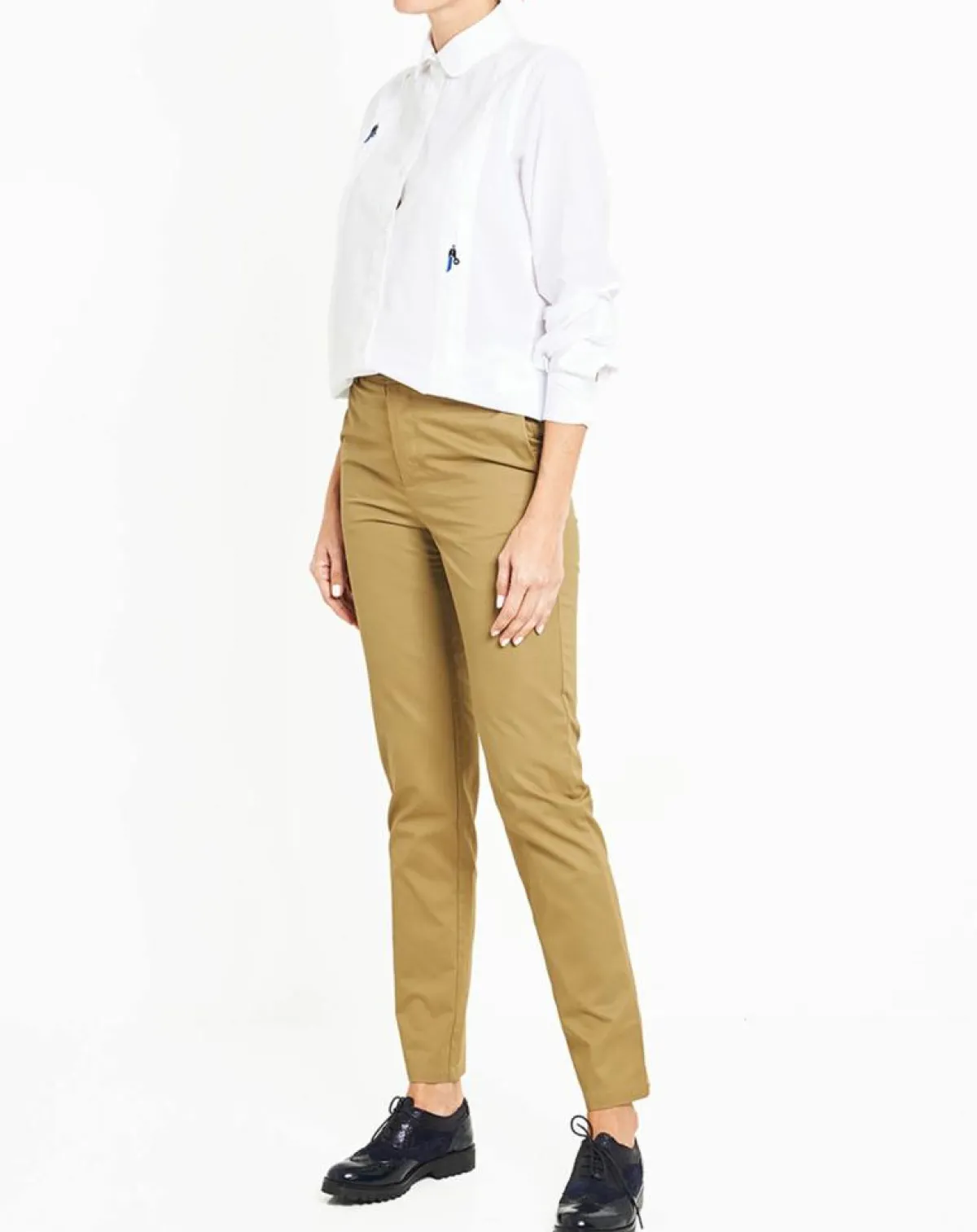 Galeries Lafayette Pantalons|Pantalon chino Charles kaki clair