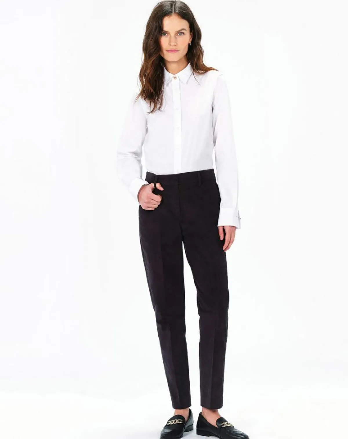 Caroll Pantalons|Pantalon cigarette Psidika gris foncé