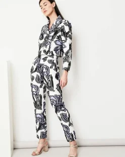 Paule Ka Pantalons|Pantalon Cléa à motifs blanc/lavande/noir