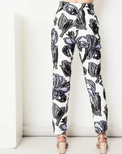 Paule Ka Pantalons|Pantalon Cléa à motifs blanc/lavande/noir