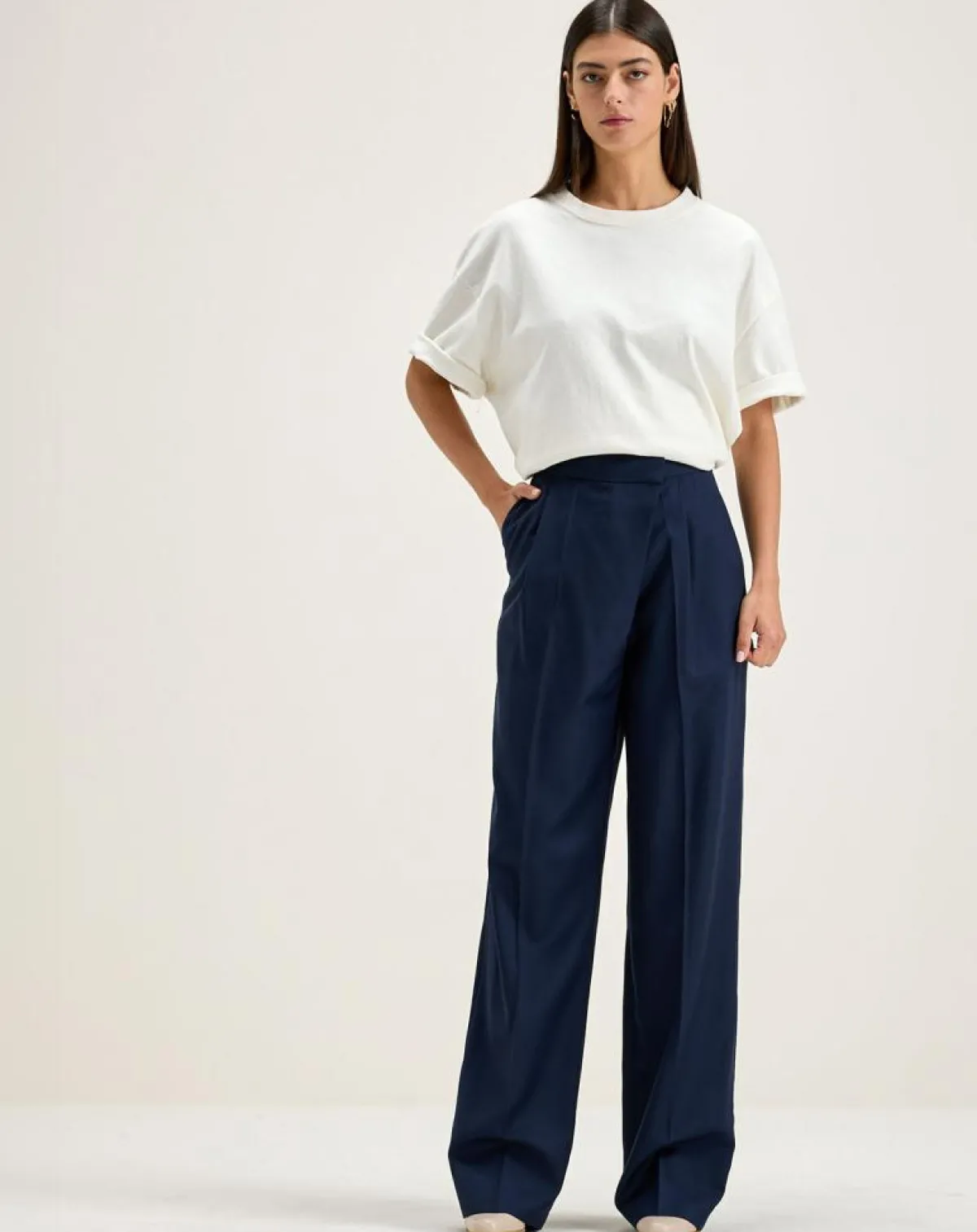 Bellerose Pantalons|Pantalon de tailleur 100% Laine Tom naval